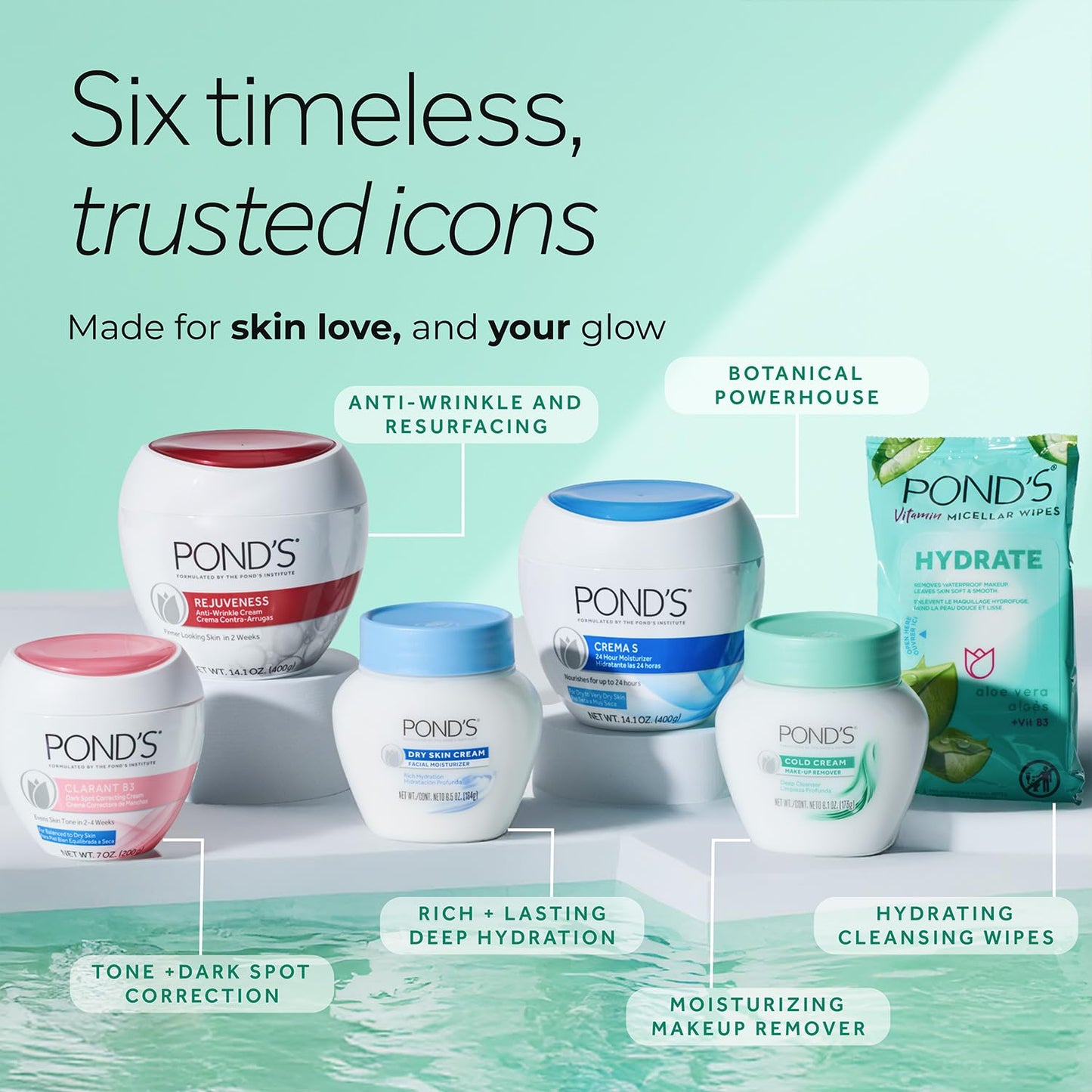 POND'S Clarant B3 Dark Spot Correcting Cream for Balanced to Oily Skin, Full Size + Crema S 24-Hour Moisturizer, Travel-Size