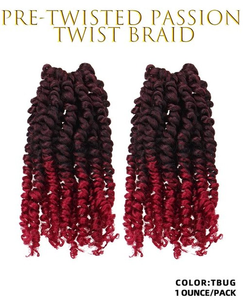 Miss Sula Passion Twist Hair-Pre-twisted Passion Twists,Pre-Looped Crochet Braids Made Of Bohemian Hair Synthetic Braiding Hair Extensions (6 Inch(Pack of 2), TBUG)