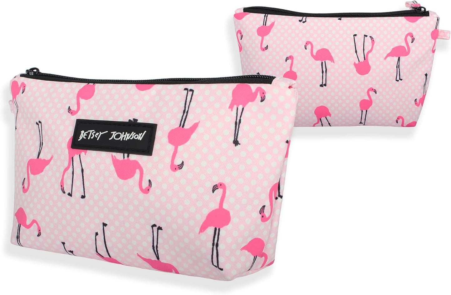 Betsey Johnson 8.5 Inch Zipper Cosmetic Pouch Small Toiletry Bag–Lightweight Durable Polyester Organizer with Inner Zipped Pocket Good For Makeup Accessories and Travel Needs (Covered Rose)