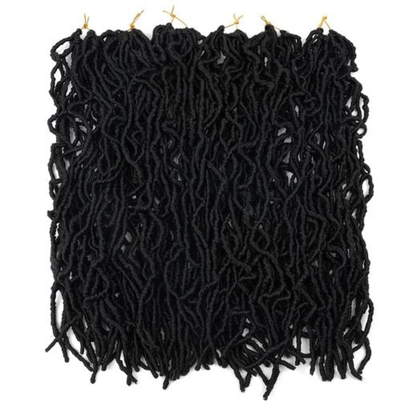 6 Packs Soft Locs Crochet Hair Pre Looped 18 Inch Faux Locs Crochet Braids Goddess Curly Wavy Locs Crochet Loc Hair for Black Women (18 Inch (Pack of 6), 1B)
