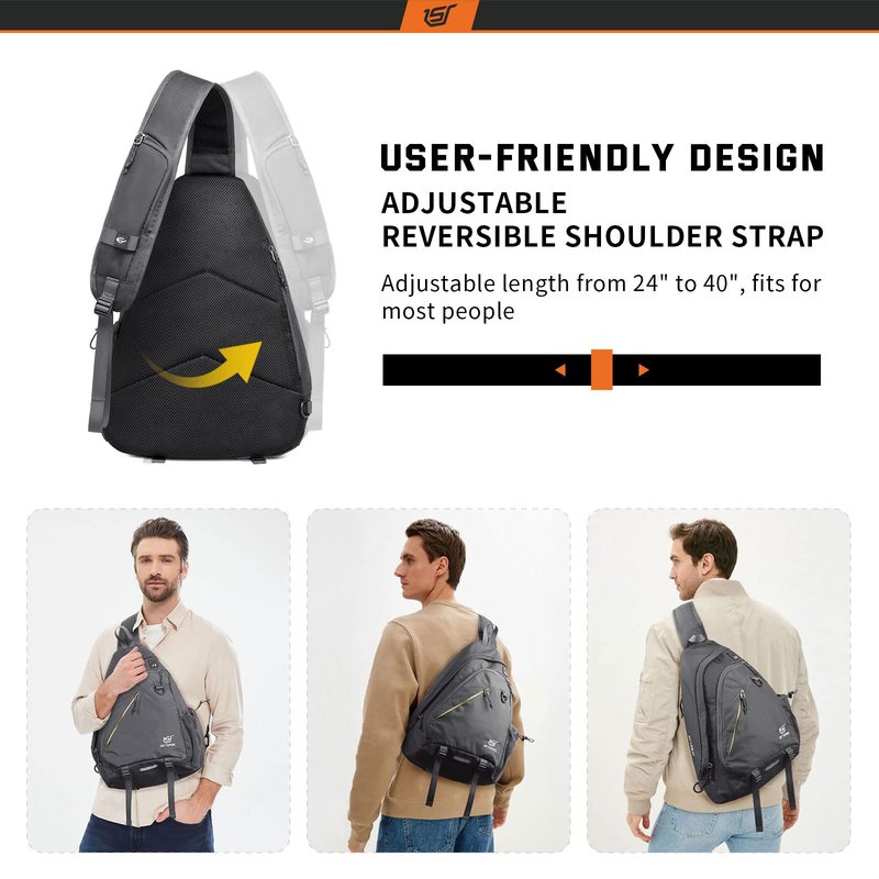 SKYSPER Sling Laptop Bag (Up to 13 Inch) - 18L Crossbody Sling Backpack Travel Shoulder Bag Hiking Daypack for Men Women(Darkgrey)