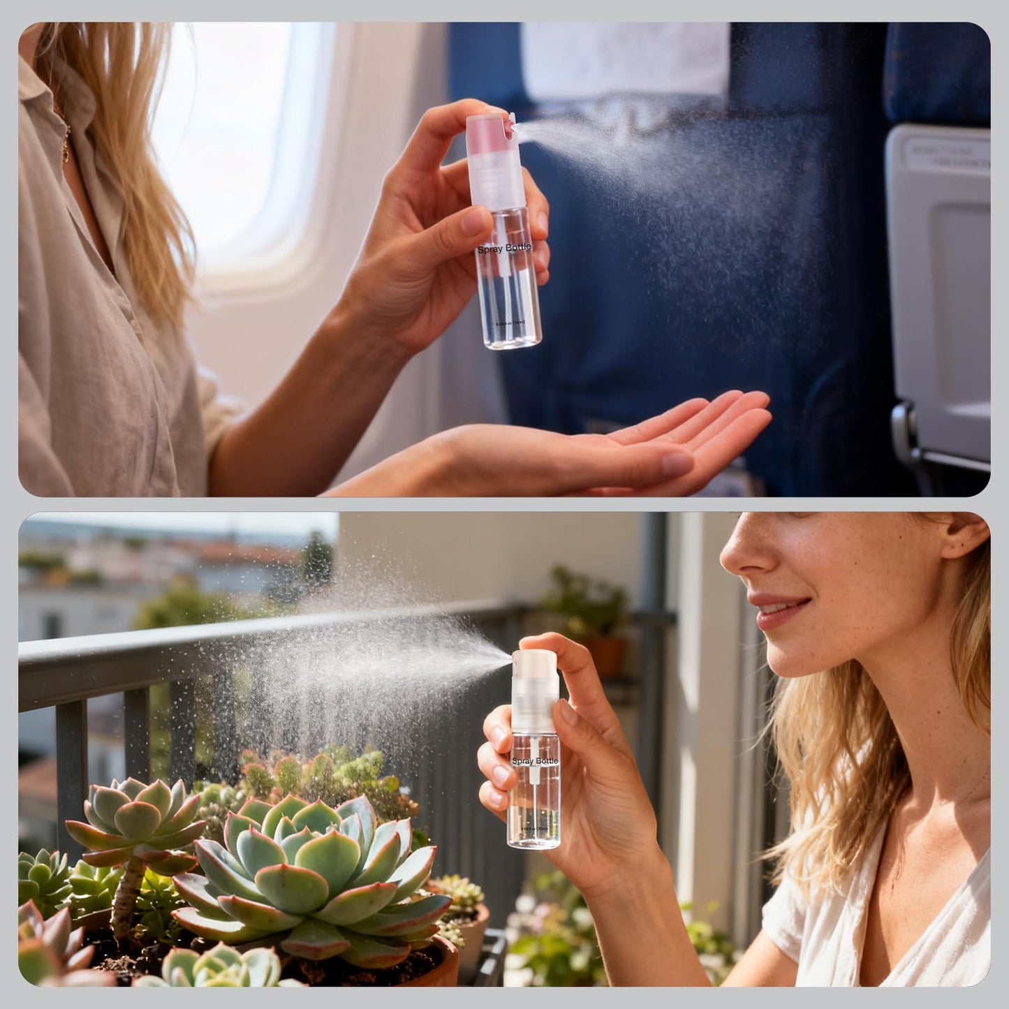 Bomeiyi 4 Pack Refillable Spray Bottle, Reversible Small Empty Spray Bottle with Fine Mist, Leak Proof - for Cleaning Solutions, Mosquito prevention, Face & Hair Mist - 4pk 0.68 OZ / 20 ML