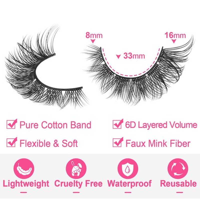Natural Lashes Wispy Faux Mink Lashes Natural Look Cat Eye False Eyelashes Cluster Strip Lashes 16mm Short Eye Lashes Pack 14 Pairs