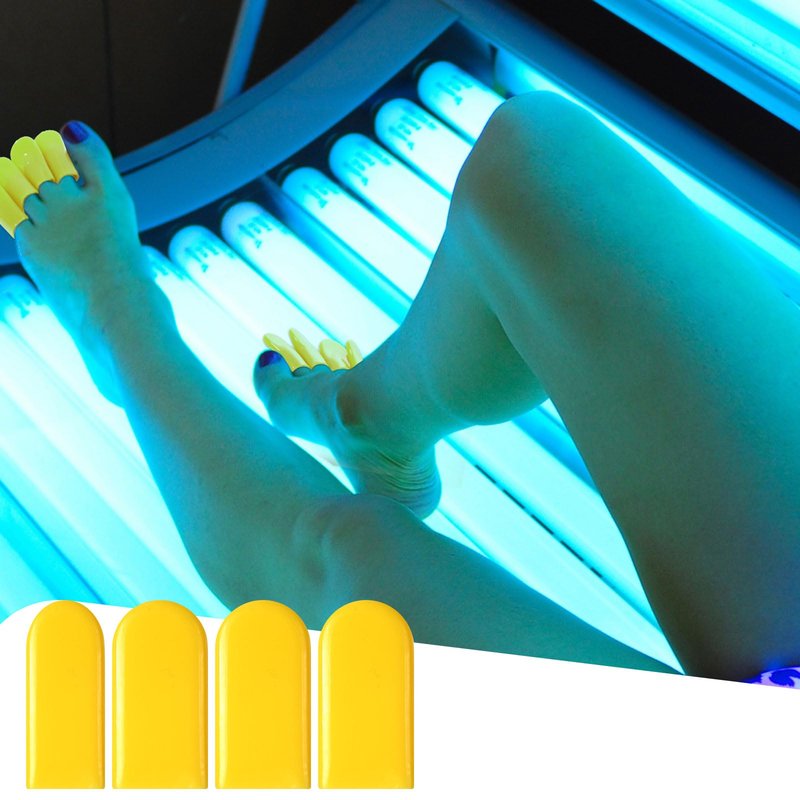 Chicingyou 44 Pcs UV Protection Tanning Bed Accessories Include 4 UV Protection Tanning Face Cover Hair Bonnet Cap Set 40 Pcs Protective Nails Tips Toe Cover for Women