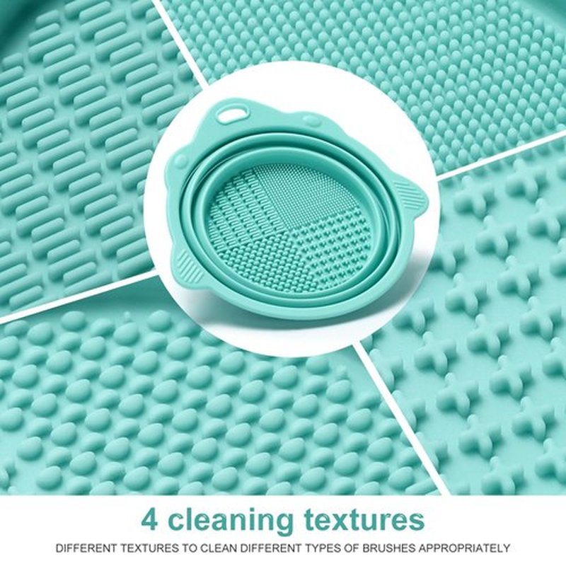 Makeup Brush Cleaner, Etercycle Foldable Silicone Brush Cleaner Bowl Srubber, Portable Washing Tools for Makeup Brush,Powder Puff,Sponge (Green)