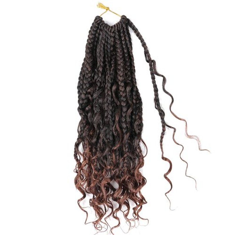 8 Pack Bohomian Box Braids Crochet Hair 12 Inch Crochet Box Braids Curly Ends Goddess Box Braids Crochet Hair Boho Box Braids Crochet Hair for Black Women Synthetic Hair Extensions T30
