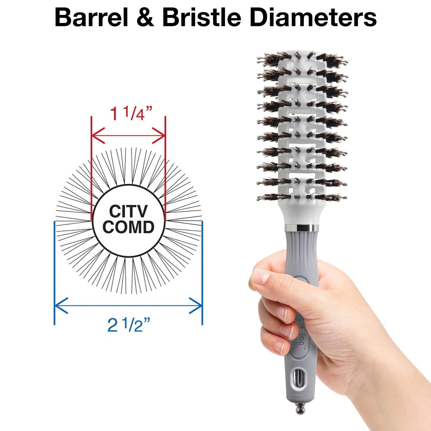 Olivia Garden Ceramic + Ion Turbo Vent Combo Hair Brush (ionic & 100% boar bristles)