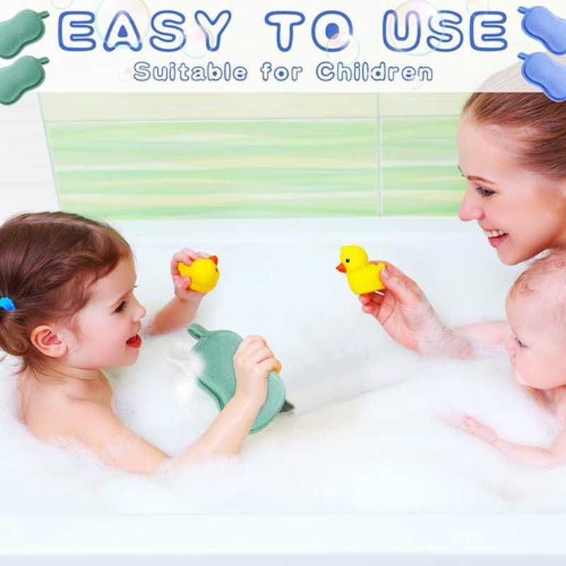 4 Pieces Baby Bath Sponge Cotton Baby Sponge Soft and Absorbent Sponge for Kids Babies Men Women (Green, Blue)