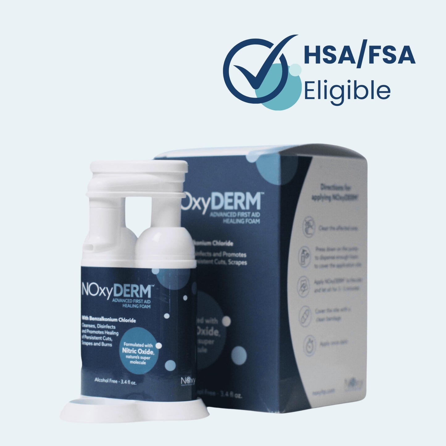 Premium First Aid Antiseptic Foam for Cuts, Scrapes, Burns and Wound Care. Benzalkonium Chloride Formula. Formulated with Nitric Oxide for Elevated Skin Support. 1oz. NOxyDERM