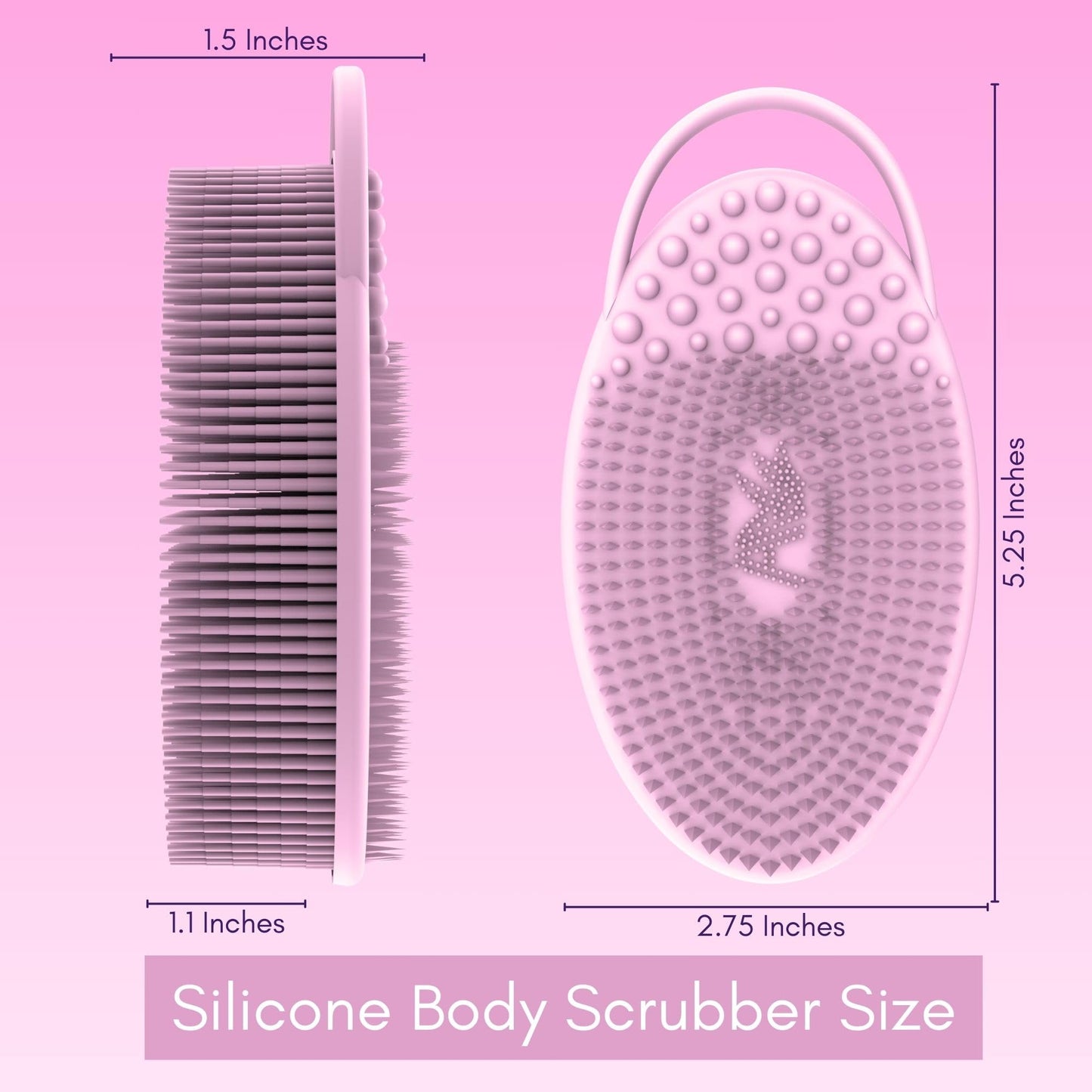 Avilana Silicone Exfoliating Body Scrubber – Dual-Sided Silicone Loofah for Shower, Body Scrubber for Men & Women, Gentle Loofa Alternative, Easy-to-Clean Silicone Body Scrubber (S2-Pink)