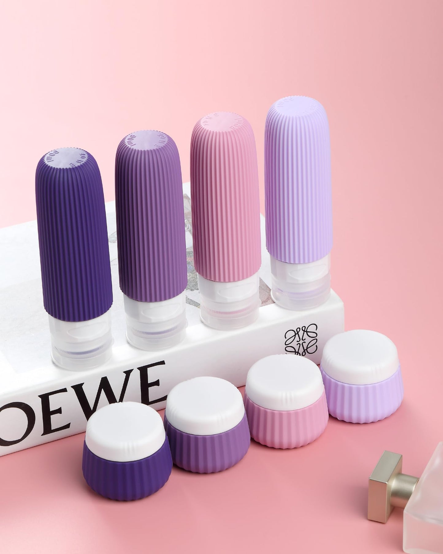 Mrsdry Travel Bottles for Toiletries 8 Pack, Tsa Approved Travel Size Toiletries 3 oz, Travel Containers for Toiletries, with Clear Bag, Leak Proof Silicone Squeezable Travel Essentials Creams Jars