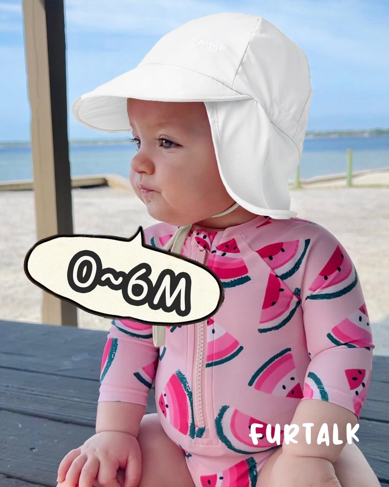 FURTALK Baby Sun Hat UPF 50+ Adjustable Baby Boys Girls Quick Drying Summer Beach Hat with Neck Flap for Traveling Swim Hat(White)