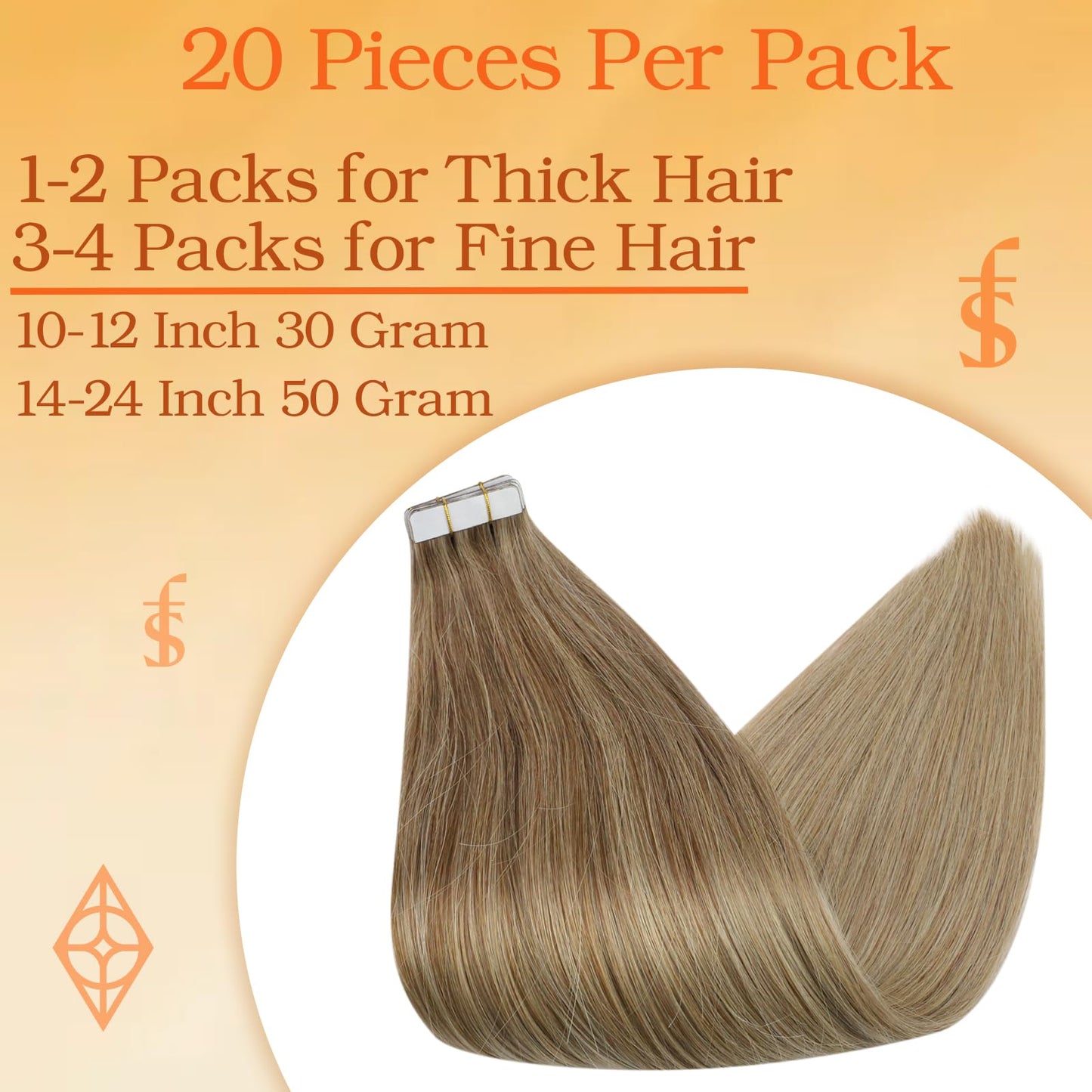 Full Shine Invisible Tape in Human Hair Extensions 14 Inch Double Sided Tape in Hair Extensions 50 Grams Seamless Tape in Hair Extensions Human Hair Color 10 Fading to 16 Highlight 16 20 Pcs for Women