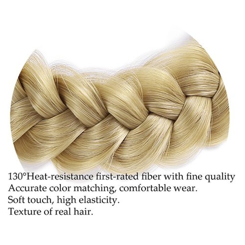 STHEJFB Braid Headband 2 3 Strands combinations Messy Wide Chunky Fluffy Elastic Stretch Hairpiece Braided Headband Women Girl Beauty accessory (Beach blonde)