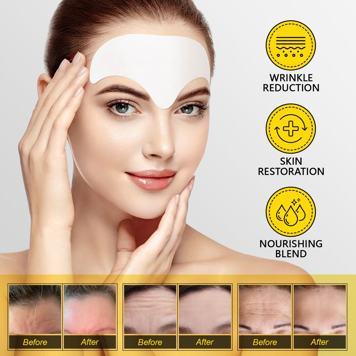 Marianp Forehead Wrinkle Patches With Snail Mucin - Smooth Fine Lines & Wrinkles, Anti-Wrinkle Patches with Collagen,Aloe,Vitaminer, Anti Wrinkle Patches - For Overnight Use, 14 Patches