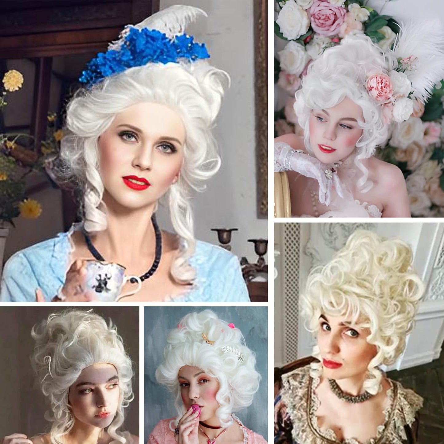 Sabosi Blonde Marie Antoinette Wigs Victorian Wig,Short Vintage Beehive Hair Rococo Costume Cosplay 18th Century Wig,Queen Court Heat Resistant Women Halloween Party Wig
