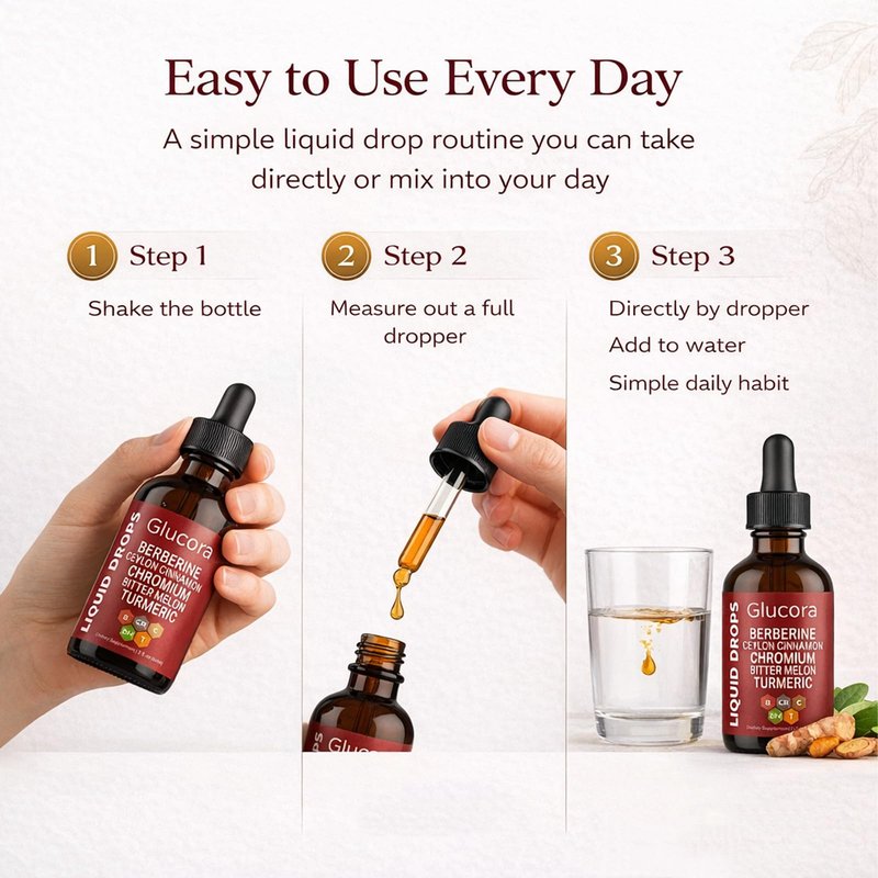 Glucora Berberina Liquida Gotas, Berberine Drops with Ceylon Cinnamon, Bitter Melon, Gymnema, Chromium, Turmeric, Ginger & Moringa for Daily Metabolic Wellness Support, Vegan Sugar-Free Drops, 2 fl oz