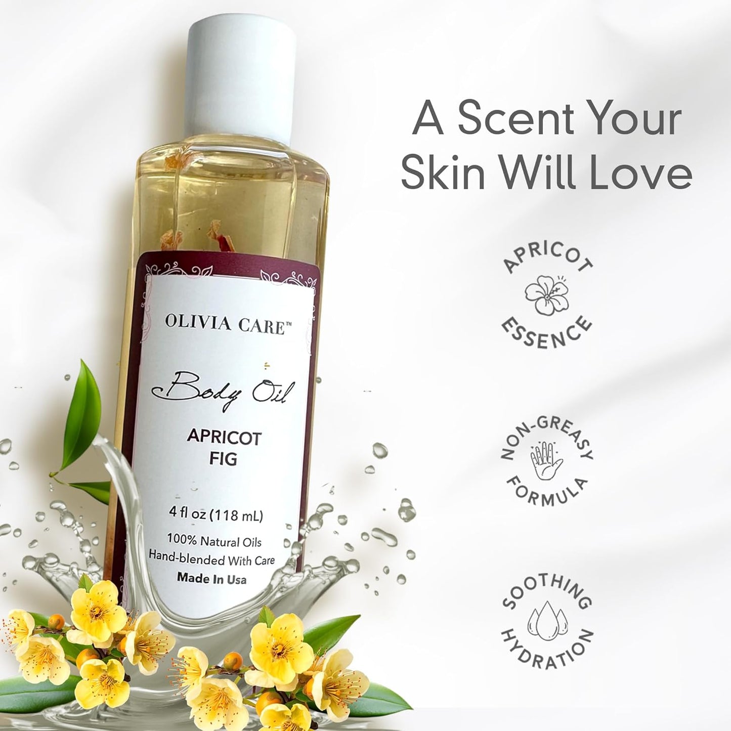 Olivia Care 3 Pack Body Oils: Apricot Fig, French Rose, Jasmine Gardenia - Natural Perfume Oils For Women & After Bath Oils Body Moisturizers, Rich in Vitamin E, K, & Omega (3 Scents)