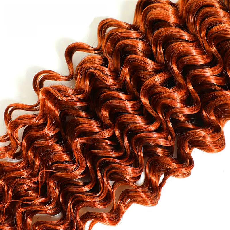 #350 Deep Wave Bundles Ginger Human Hair Bundles Orange Deep Wave Bundles 20 20 20 Inch Same Length 3 Bundles Double Weft Ginger Hair Weave