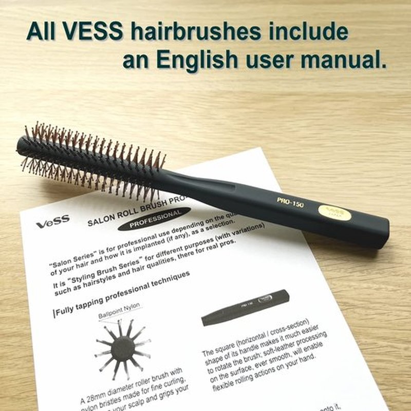 VESS Salon Roll Brush Professional Use PRO-150 For Short Hair and Medium Hair-D28 mm-Made in Japan