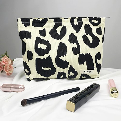 GUTGNK Women's Cosmetic Bag, Foreign Style Rice Leopard Print, Travel Cosmetic Bag Small Cosmetic Bag, Skin Care Cosmetics Changing and Washing Convenient Tote Bag Zipper Storage Bag