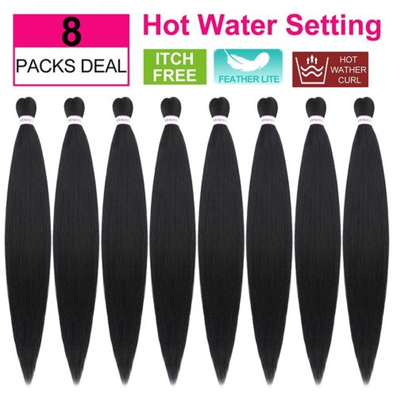 ATRAENTE Pre Stretched Braiding Hair 24 Inch 8 Packs Long Braiding Hair Prestretched For Box Braids Soft Yaki Texture Lightweight Natural For Daily Use And Holidays