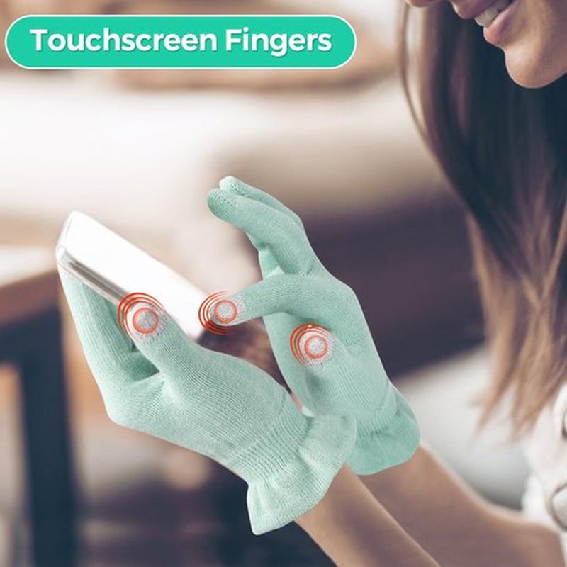 Donfri 2 Pairs Cotton Gloves for Dry Hands, Sleeping Moisturizing Gloves Overnight, Eczema Gloves for Women with Touchscreen Fingers, Lotion Hand Spa Treatment(XS-Green)