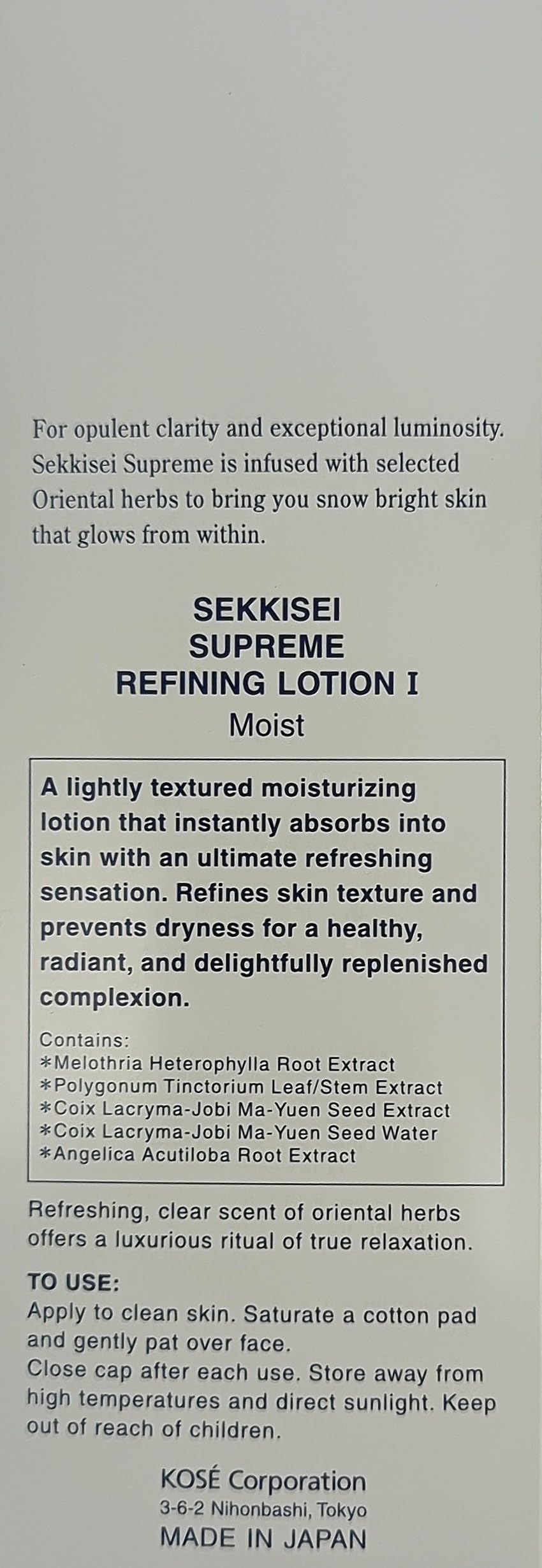 SEKKISEI Supreme Refining Lotion I, Hydrating Soothing Facial Lotion, 13.4 Ounce