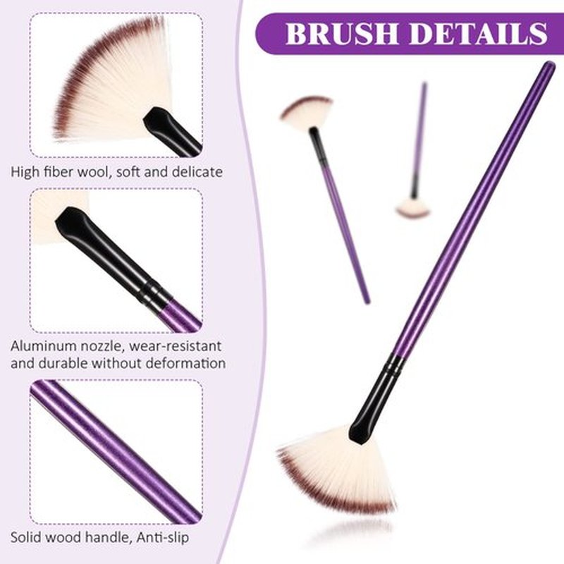 9 Pieces Facial Brushes Fan Mask Brushes, Soft Facial Applicator Brushes Tools for Peel Glycolic Mask Makeup for Mud Cream (Purple and Black)