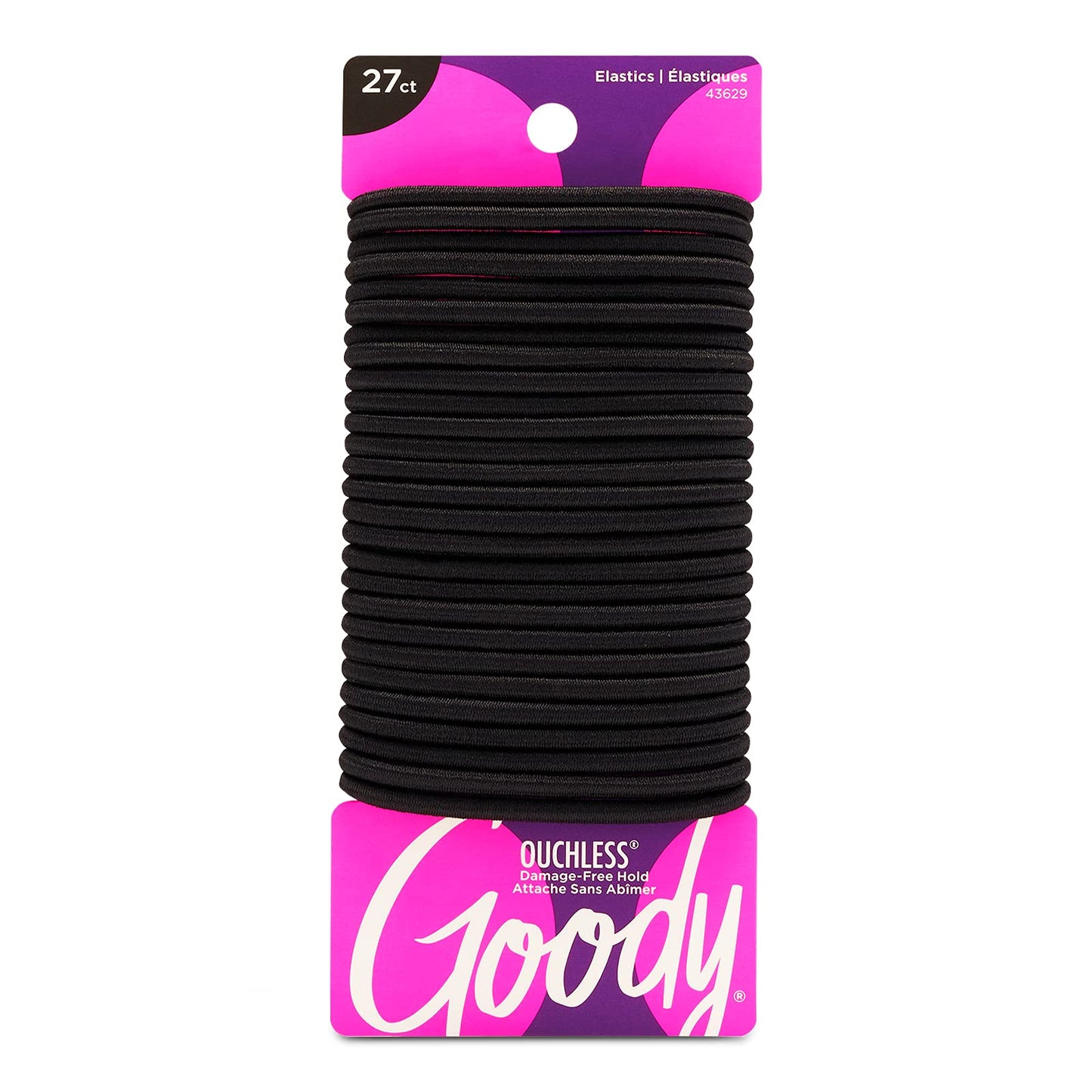 Goody Ouchless Womens 27 Count 4MM Black Hair Ties & 10 Count XL Extra Thick Black Elastics Hair Accessories