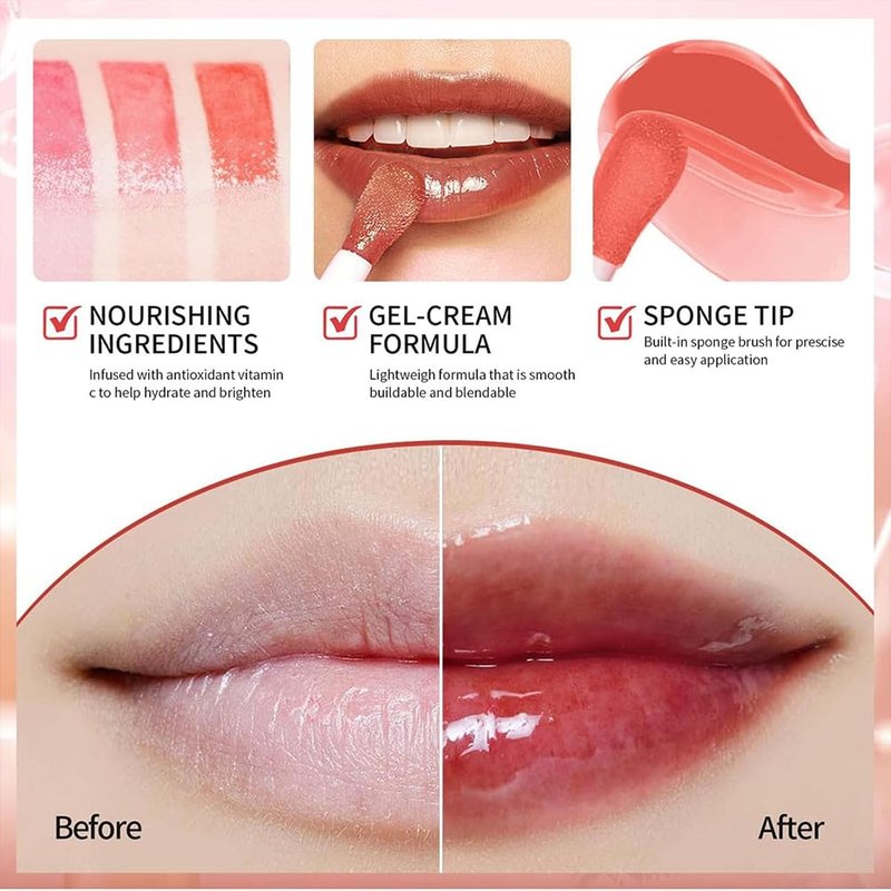 Hydrating Lip Glow Oil - Tinted Lip Care for Dry Lips | Non-Sticky, Plumping Formula - Mahogany