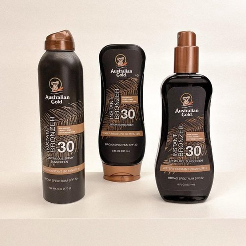 Australian Gold Spray Gel Sunscreen with Instant Bronzer SPF 30, 8 Ounce, Moisturize & Hydrate Skin, Broad Spectrum, Water Resistant, Non-Greasy, Vegan and PETA Approved, Cocoa Dreams Scent