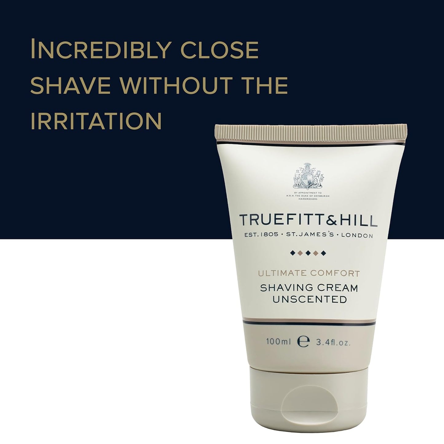Truefitt & Hill Shaving Cream Tube - 1805 - Premium Glycerin-Based Lather, Smooth Glide, and Hydration for a Luxurious Shave - 2.65 oz
