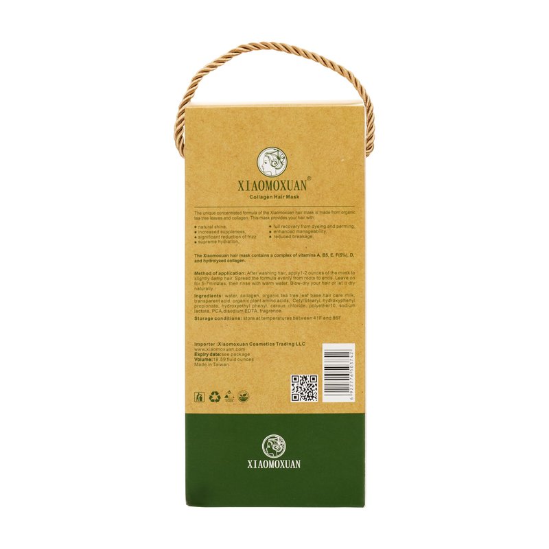 Xiaomoxuan Organic Plant-Based Collagen Hair Mask with Tea Tree Oil for Dry Damaged, Frizzy Hair - Split End Repair Treatment, Hydrating & Strengthening