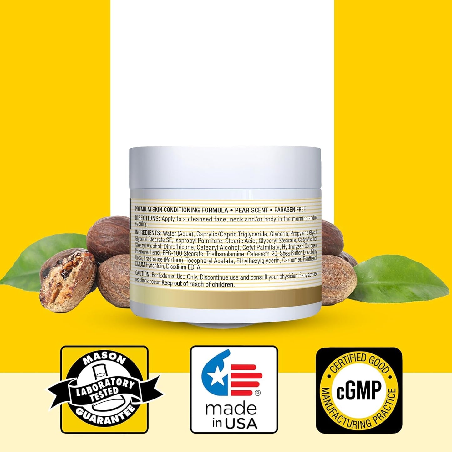 MASON NATURAL Collagen Premium Skin Cream - Anti Aging Face and Body Moisturizer, Intense Skin Hydration and Firmness, Pear Scent, Paraben Free, 2 OZ (4-Pack)