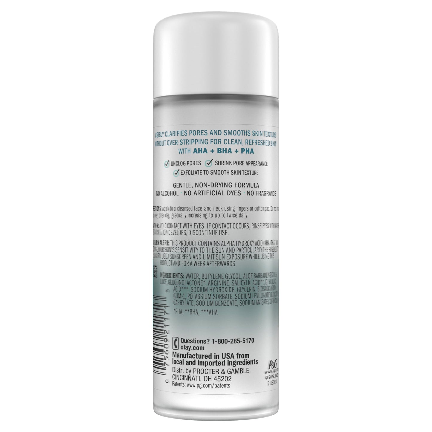 Olay Gentle Exfoliating Toner, Fragrance Free, 4.1 fl oz, Pore Treatment Face Cleanser Unclogs and Diminishes the Appearance of Pores
