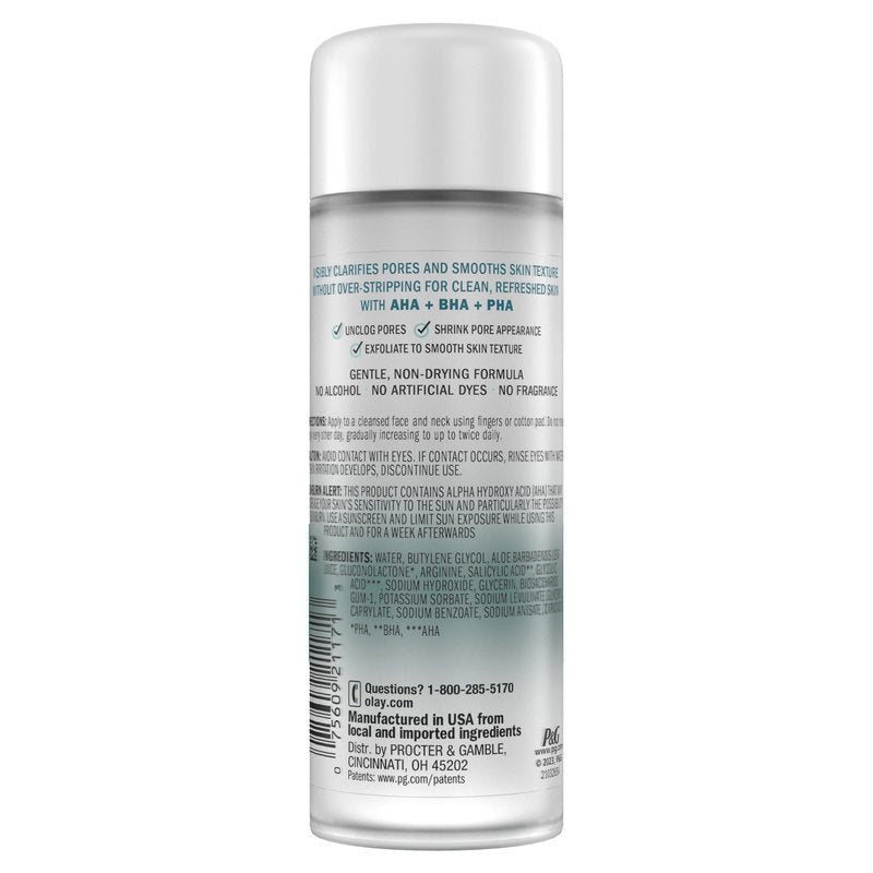 Olay Gentle Exfoliating Toner, Fragrance Free, 4.1 fl oz, Pore Treatment Face Cleanser Unclogs and Diminishes the Appearance of Pores
