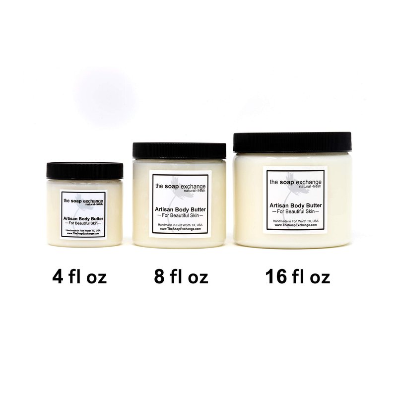 The Soap Exchange Body Butter - Lumberjack Scent - Hand Crafted 4 fl oz / 120 ml Natural Artisan Skin Care, Shea Butter, Aloe Vera, Nourish, Moisturize, & Protect. Made in the USA.