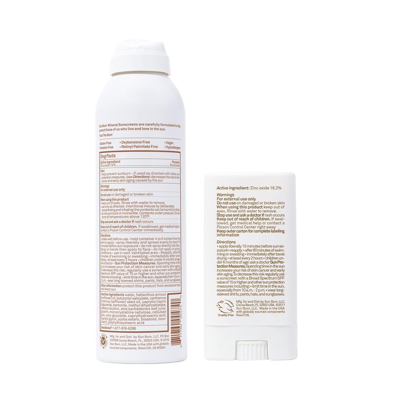 Sun Bum Sun Bum Mineral Spf 30 Sunscreen Spray and Spf 50 Face Stick Vegan and Reef Friendly (octinoxate & Oxybenzone Free) Broad Spectrum Zinc Sunscreen With Uva/uvb, 2 Count