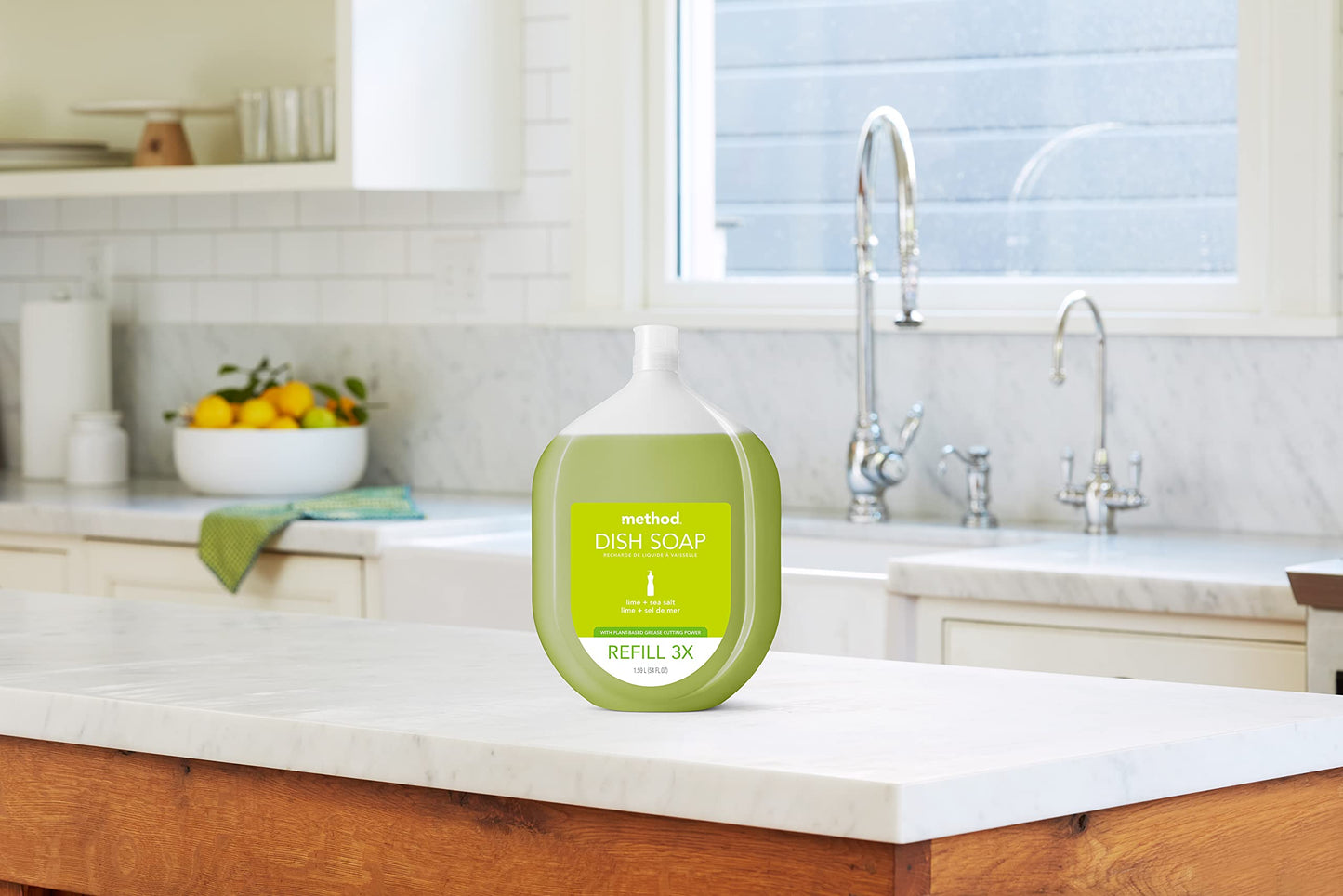 Method Gel Dish Soap Refill, Lime + Sea Salt Scent, Powerful Cleaning Formula, Large Refill Tub, Cuts Through Grease, 54 Fl Oz (Pack of 4)