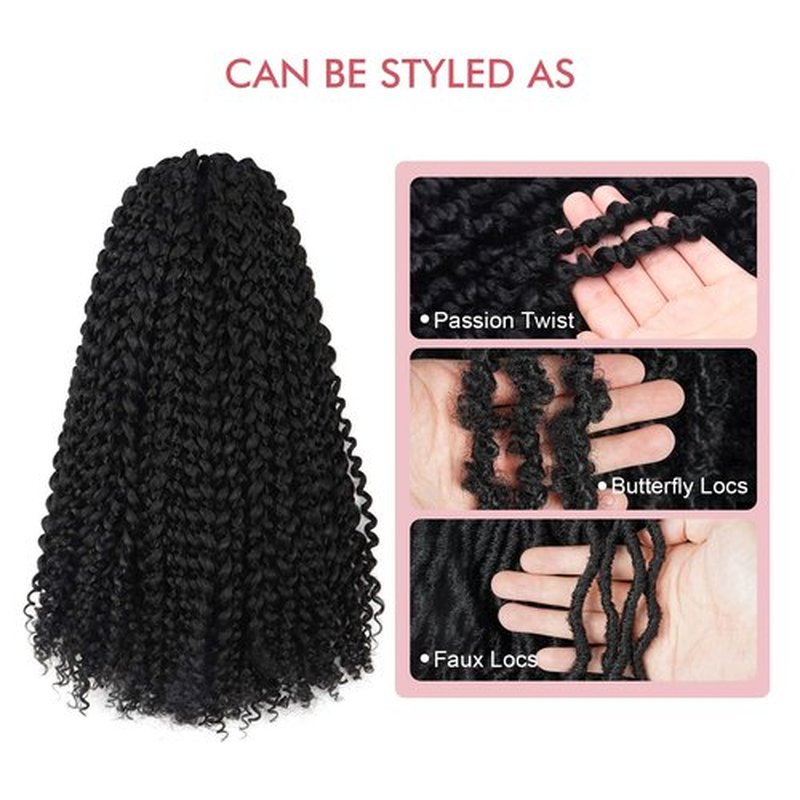 Pelokaa Passion Twist Hair - 18 Inch 7packs Jet Black Water Wave Crochet Braids Synthetic Braiding Hair Extensions (18 Inch, #1-7P)