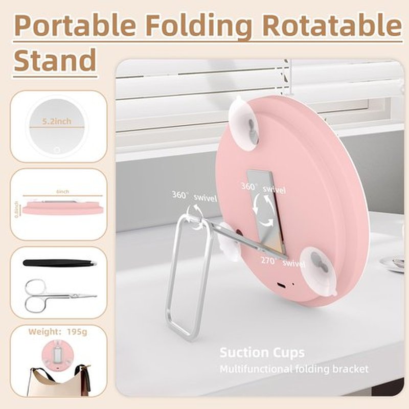 30x Magnifying Mirror with Light Large 6'' Lighted 30x Magnified Mirror with Suction Cups & Table Stand, Travel Magnifying Mirror 30x with light High Magnification Makeup Mirror with Tweezers Scissors