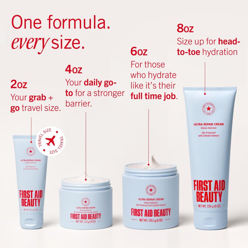 First Aid Beauty Ultra Repair Cream, Intense Hydration - Clinically Tested Face & Body Moisturizer with Colloidal Oatmeal - Supports Eczema & Dry Skin Barrier Repair - Fragrance Free - 7 oz Total