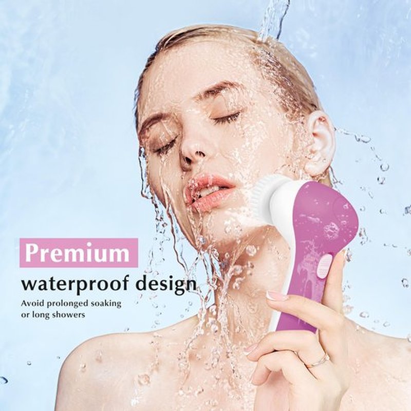 COSLUS Facial Cleansing Brush Silicone Face Scrubber: 7 in 1 FBS-D Electric Exfoliating Rotating Massage Device Waterproof Deep Cleaning Exfoliation Spa Machine - Electronic Skin Care Wash System
