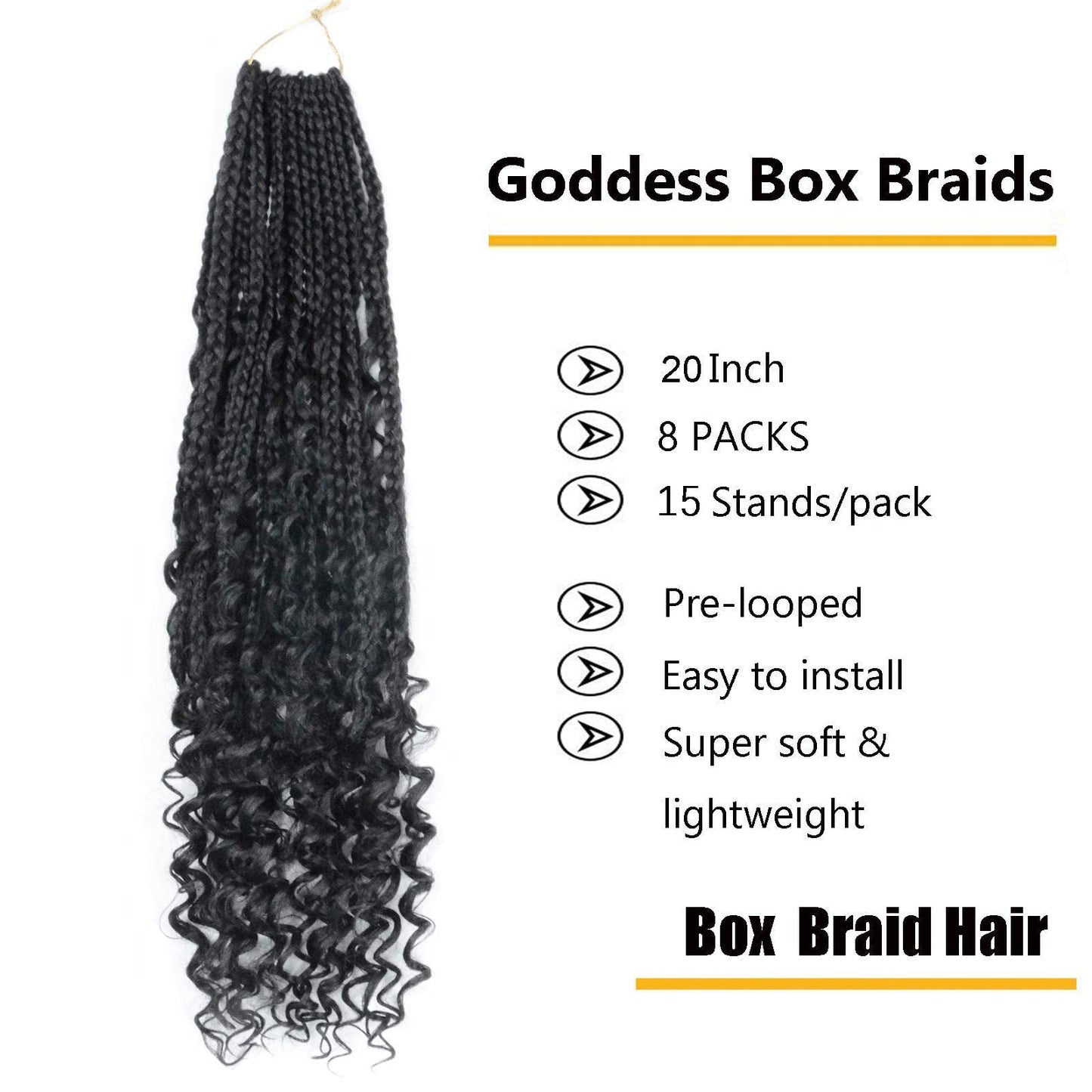 LMZIM Bohemian Box Braids Crochet Hair- 20 Inch Curly Ends,8 Packs Goddess Box Braids Crochet Hair,Boho Crochet Box Braids Synthetic Braiding Hair Extensions for Black Women