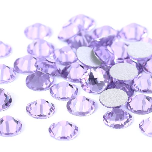 Novani Crystal Rhinestones, Flatback Loose Gemstones 1440pcs Glass Rhinestones for Clothes Shoes Crafts Makeup Nail Art and DIY Decorations(SS8, Lavender)