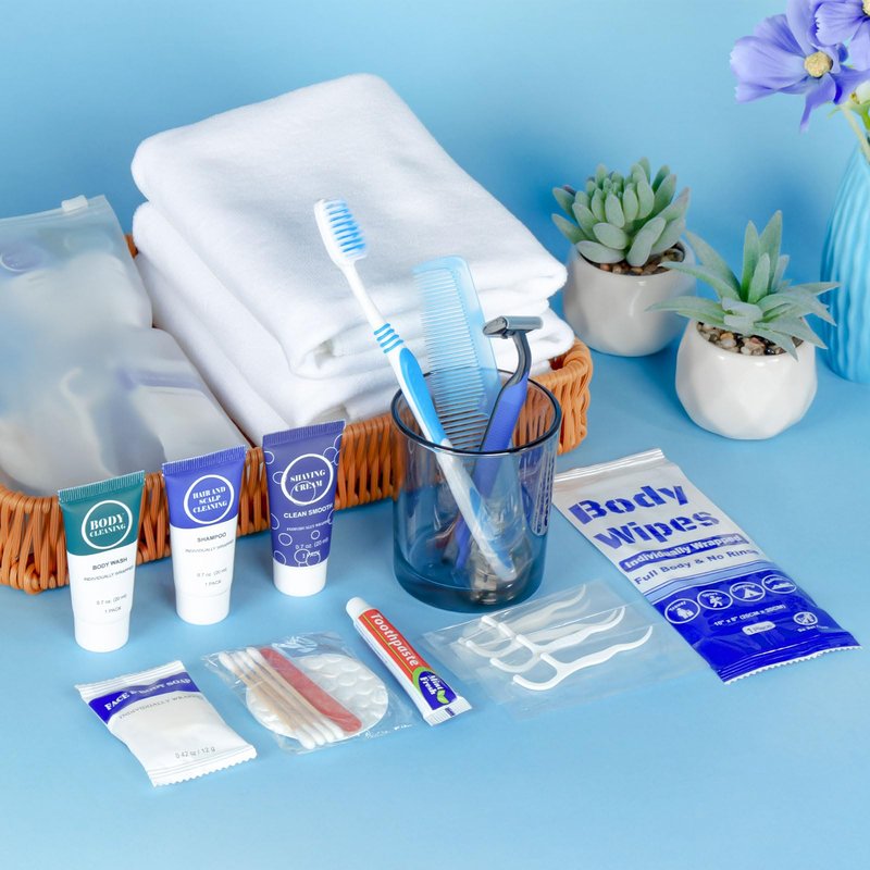 Travel Hygiene Kit Personal Toiletries Bulk, Disposable Homeless Care Package Supplies, Men Toiletry Set Cleaning Essentials Individually Wrapped for Camping, Travel, Relief, Charity (11-in-1, 100)