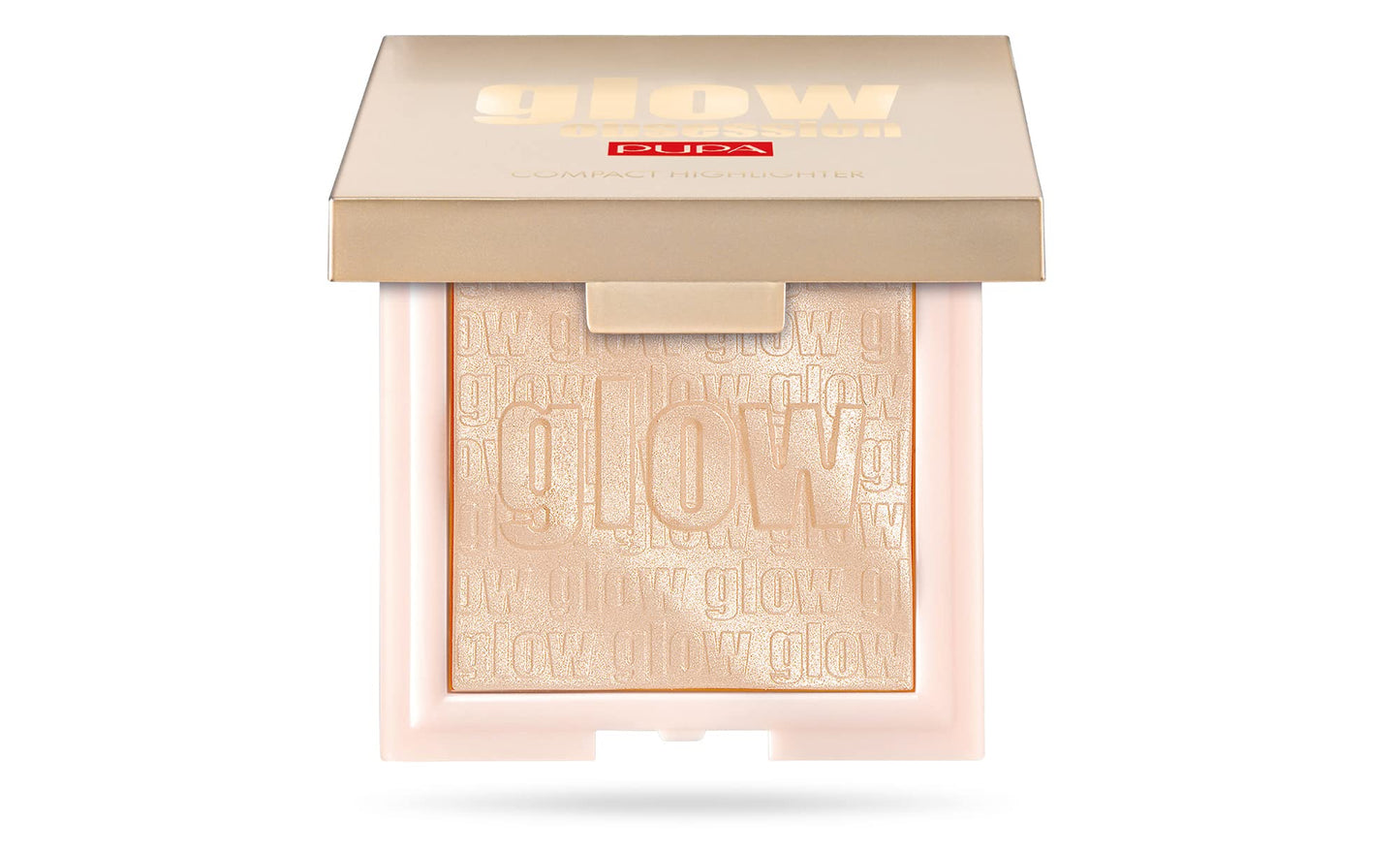 PUPA Milano Glow Obsession Compact Face Highlighter - Stunning Glow-From-Within Look - Luminous Baked Powder - Lightweight All-Over Powder, Highlight, Blush, And Bronzer - 100 Light Gold - 0.211 OZ
