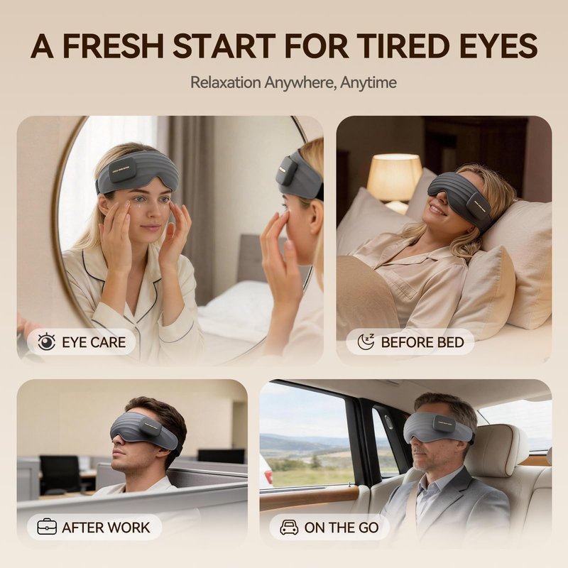 AiSleep Eye Massager with Heat, Heated Eye Mask, Eye Massager with Bluetooth Music for Dry Eyes, Eye Relief, Improved Sleep, 3 Temperature Heated Eye Massager for Migraine Strain Relief, Eye Care