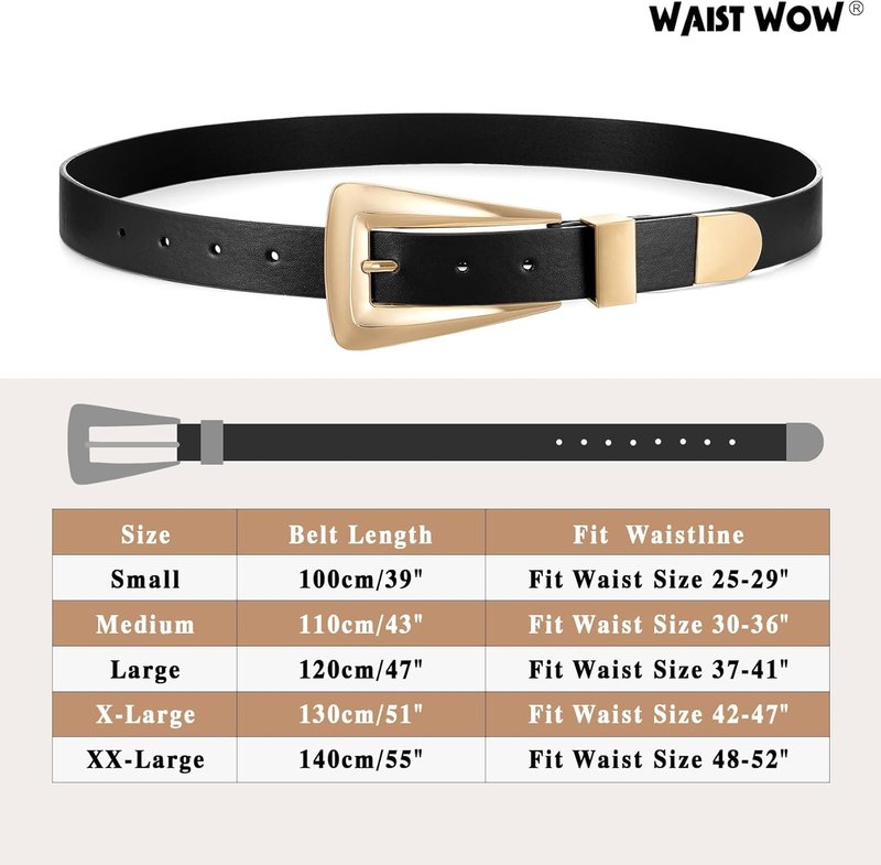 Stylish Women's Leather Belts for Jeans - Fashion Waist Belt with Gold/Silver Buckle | Versatile Accessories